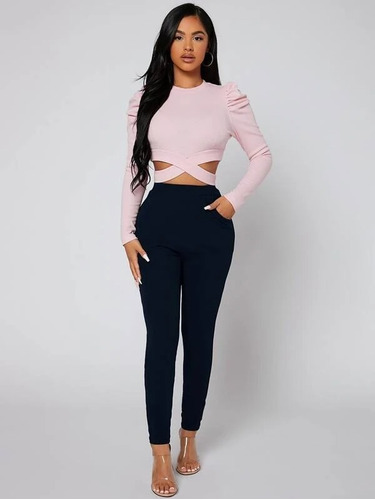 Pantalón Polar Leggins Mujer Tiro Alto Elásticado Casual