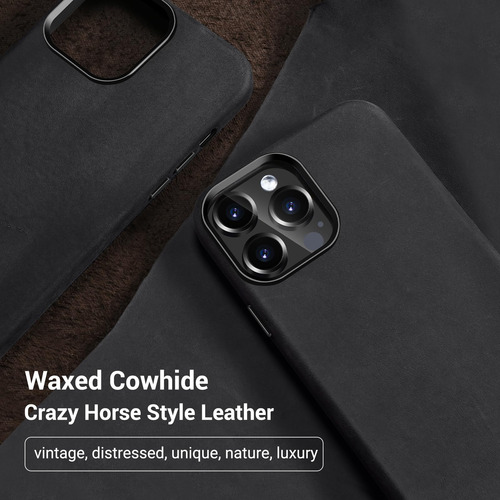 Capa De Couro Belemay Compatível Com iPhone 13 Pro Preta