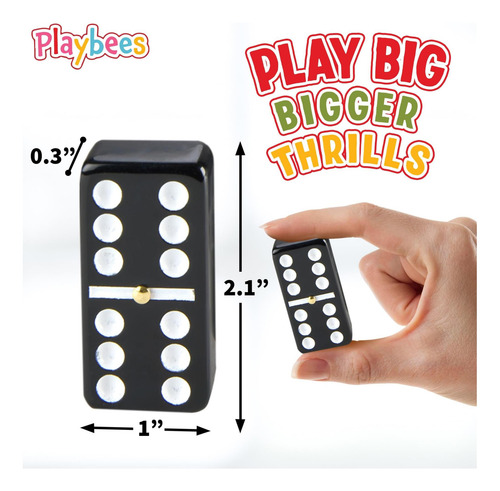 Playbees Jumbo Double Six Domininoes Set 28 Black Classic En