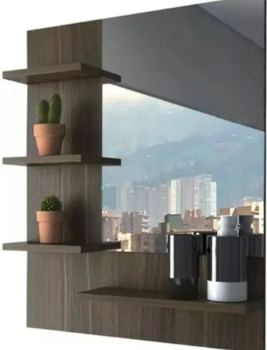 Imagen 3 de 4 de Repisa Espejo Mueble Moderno Decorativo Baño Recibidor