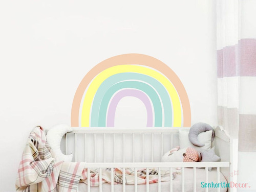 Adesivo De Parede Arco Íris Candy Colors Cabeceira Bebê