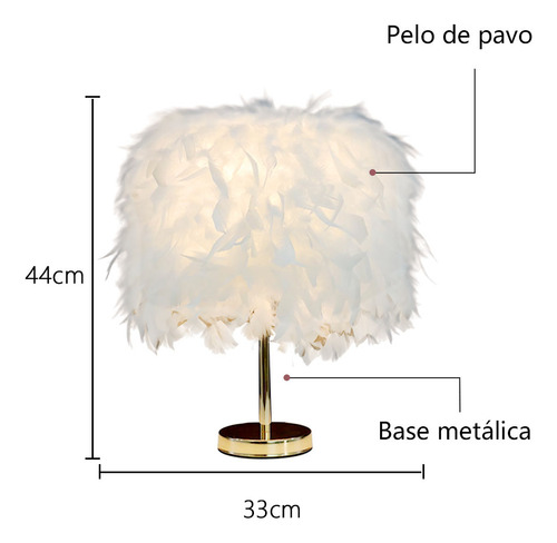 Lámpara De Mesa Led Decorativa Luz Nocturna Con Plumas