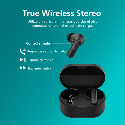 Audífonos True Wireless Bluetooth Philips Tat1138 Negro