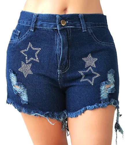 Short Con Brillos De Jean Tipo Mom Tachas Strass 17.999 1