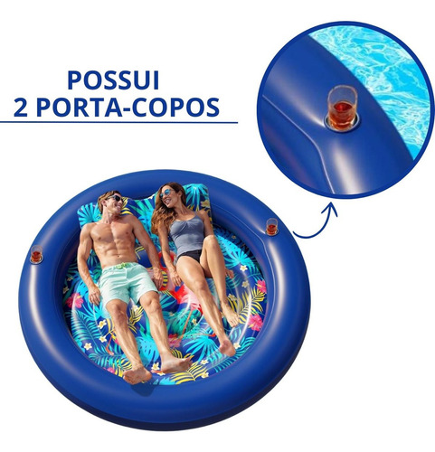 Boia Inflável Colchão Piscina Praia 3x1 Drink Tropical Cor Azul