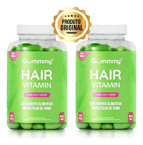 Kit Gummy Hair Vitamin Maçã-verde C/ 2un De 60 Pastilhas Cd