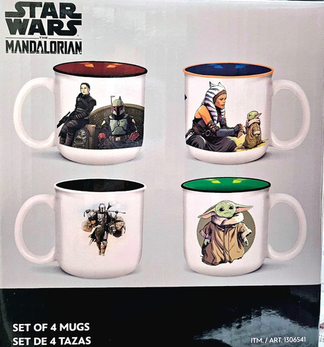 4 Tazas Star Wars Mandalorian 414 Ml C/u