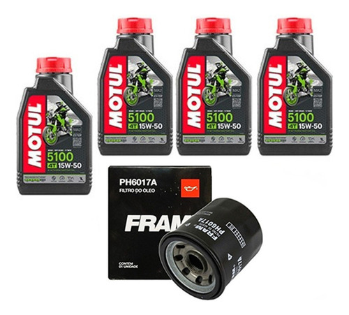 Kit Troca De Óleo 4lts Motul Hornet 600 2005 Á 2007 + Filtro