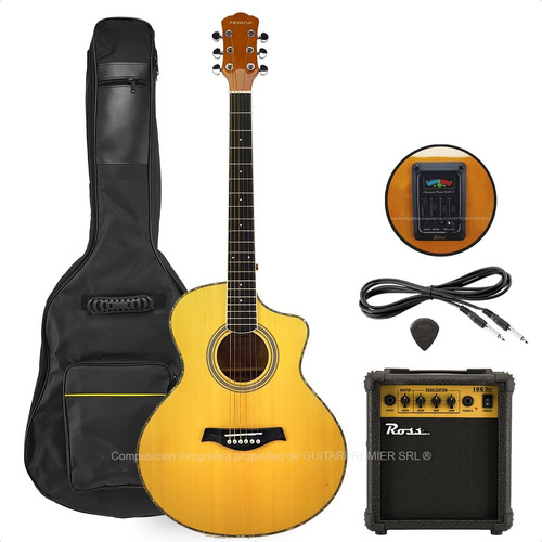 Guitarra Electroacustica Premium Eq Afinador Ampli Funda Pua