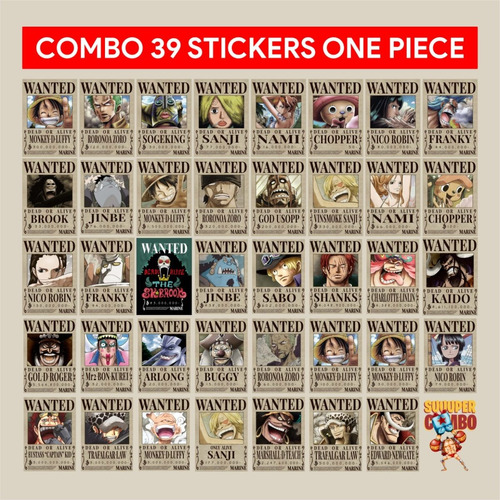 Imagen 1 de 4 de Super Combo Sticker Wanted Mugiwara X 39 One Piece Animeras