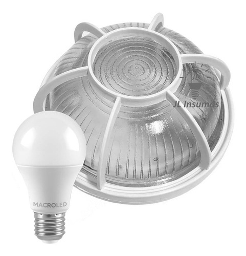 Aplique Tortuga Redonda Blanca Cubierta Vidrio + Led 10w