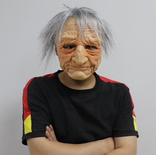 Shaoke Halloween Scary Grandpa Human Face Mask