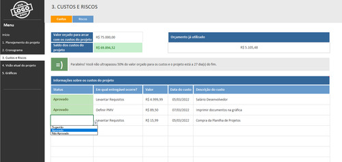 Planilha Gestão De Projetos Digital Excel - Com Dashboard