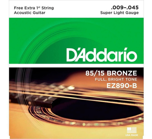 Cuerda de guitarra D'addario EZ890b Bronze 009/045 de acero