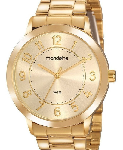 Relógio Mondaine Feminino Dourado Fundo Dourado