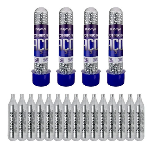 Imagem 1 de 3 de 4 Esferas De Aço Dispropil 4.5 500un + 15 Co2 Swiss Arms 12g