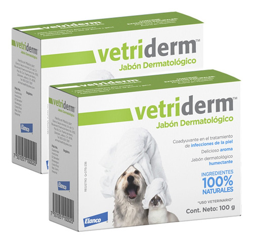Vetriderm® Jabón Dermatológico Para Perros Y Gatos 2 Piezas