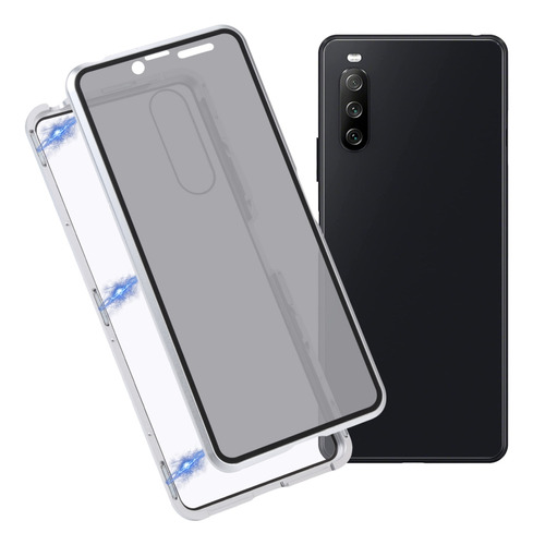 Funda Magnética Plateada Antiespionaje Para Sony Xperia 10 I