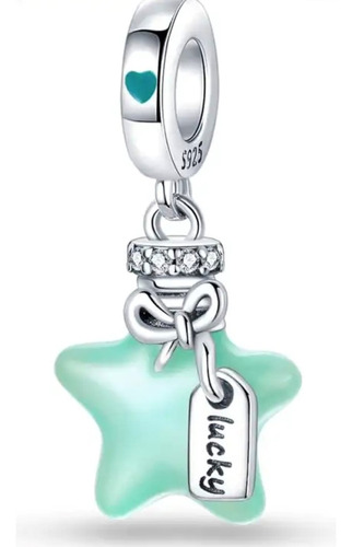 Charm Estrella De La Suerte Efecto Luminoso Plata Ley 925 