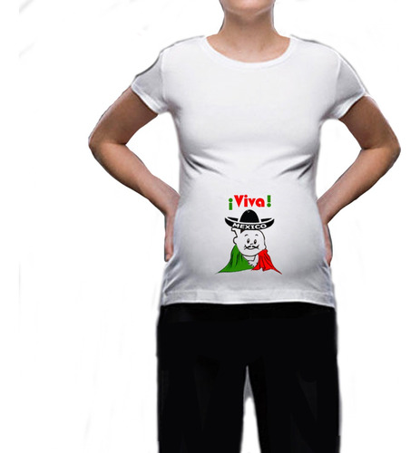 Playera Embarazo Septiembre 15 Viva México Bebe Bigotito