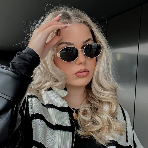 Gafas Sol Ovaladas Retro Para Mujeres Hombre Moda Protección Mxcheckk Lentes De Sol Color Dorado