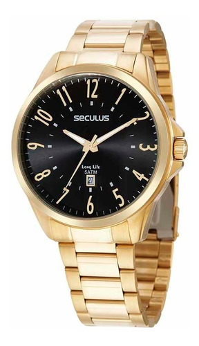 Relógio Seculus Dourado Masculino Long Life 44071gpsvda1