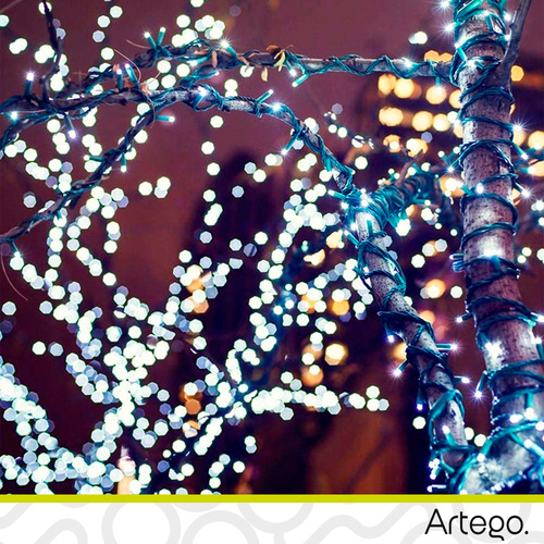 Luces Serie 200 Led Color Luz Blanca Color Cable Verde Oscuro Artego Interior Exterior Decoración Navidad Árbol Navidad Eventos Bodas Led Christmas String Lights Waterproof 8 Modos Uso Temporizador