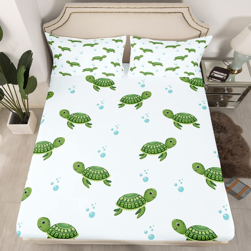 Erosebridal Juego De Ropa De Cama De Tortuga Marina Verde, S