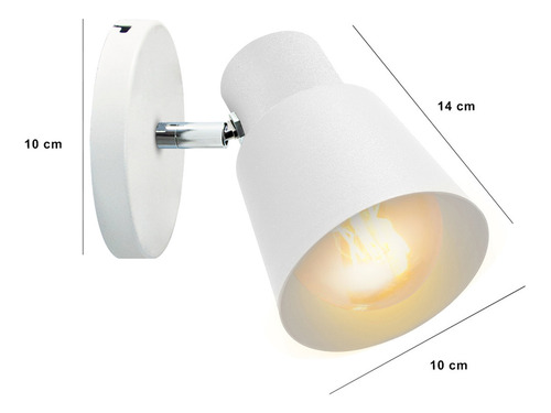 Lampara Aplique Spot 1 Luz Movil Moderno Pared Apto Led E27 Estructura Blanco