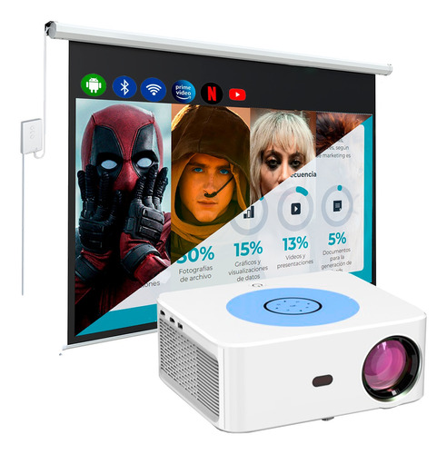 Proyector Smart Owlenz Sd800 Full Hd Ecran Eléctrico Blanco