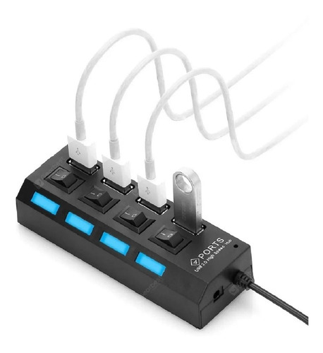 Imagen 3 de 7 de Hub Usb 4 Puertos Extensión Multipuerto Usb Switch On/off