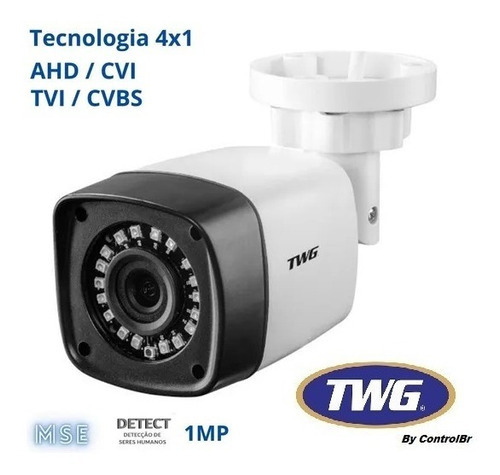 Câmera Segurança Bullet 20m 4x1 Hd 1mp 2.8mm 24leds Twg Cor Branco