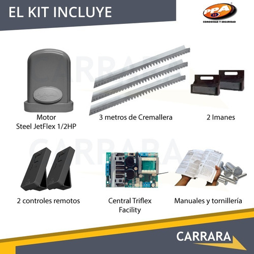 Imagen 4 de 9 de Kit Motor Portón Corredizo Eurus Ppa Jetflex Rápido Control