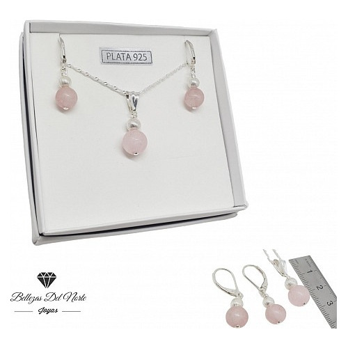 Delicado Conjunto De Cadena Y Colgante Con Cuarzo Rosa