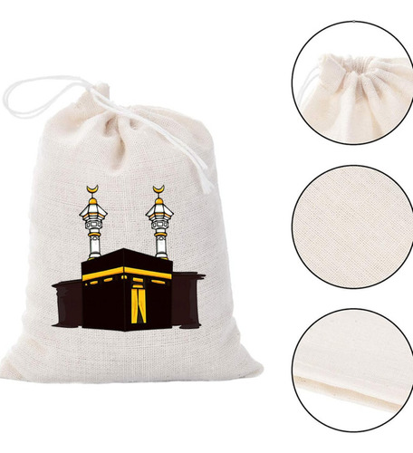 Bolsas De Lino Con Cordón, Diseño De Mezquita Lunar, Embalaj