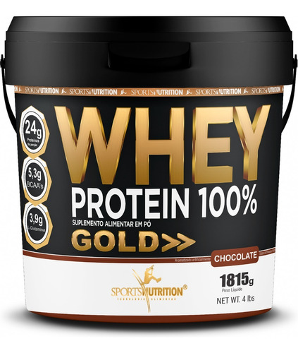Whey Protein 100% Gold Premium 24g De Proteína Dose - 1,815g Sabor Chocolate