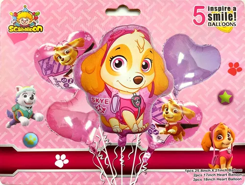 Ramo de globos de la Patrulla Canina de 6º cumpleaños 5 piezas -  Suministros para fiestas