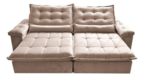 Sofá Retrátil e Reclinável 2,55m Cama inBox Big Fresh. com SoftGel D40 Velupluma Bege
