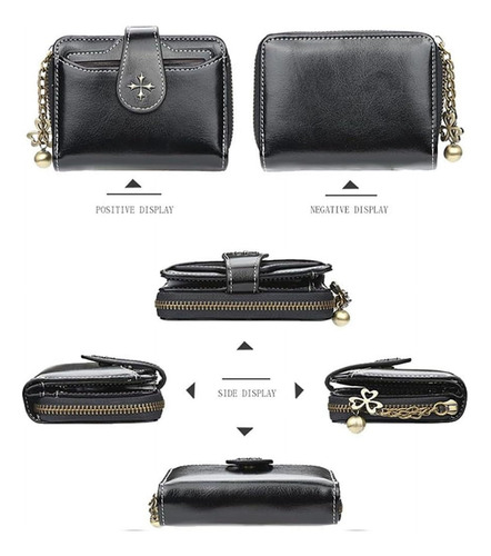 Cartera Pequeña Para Mujer Con Cremallera, Doble, Gótica, Vi