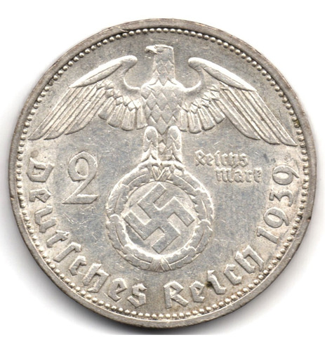 Alemania 2 Reichsmark 1939 F Tercer Reich Plata