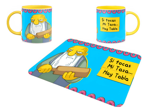 Mousepad Simpson + Taza, Regalo Personalizado A1