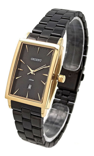 Relógio Orient Feminino Ltss1018 G1px Dourado Preto Quadrado