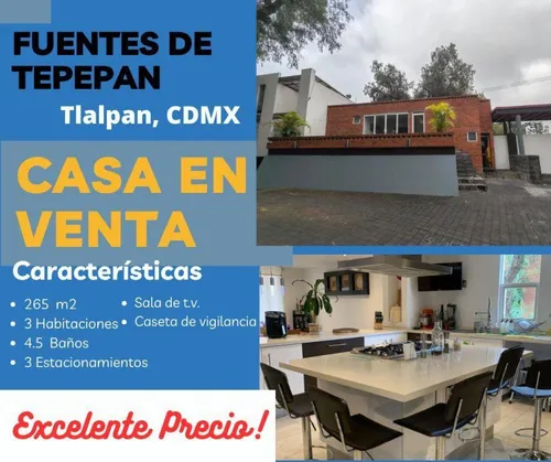 Casa En Venta Fracc. Los Patios, Col. Fuentes De Tepepan, Delegacióntlalpan,cdmx
