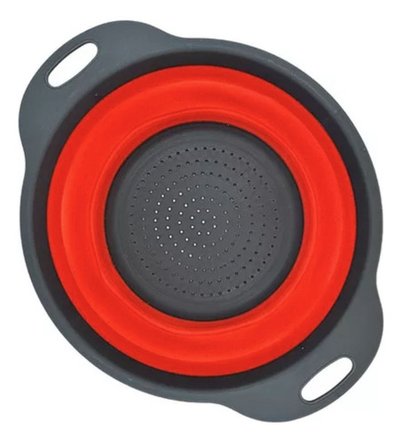 Cesta Colador Escurridor Plegable Redondo Silicona 24 Cm Roj