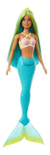 Barbie Sereia Cabelo Cauda Verde Amarelo Tiara Hrr03 Mattel