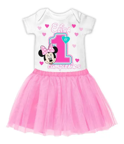 Conjunto Cumpleaños Minnie Niñas Personalizado Polera + Tutú