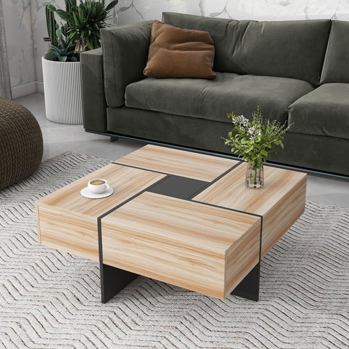 On-trend Mesa De Centro De Diseño Único Con 4 Compartimentos