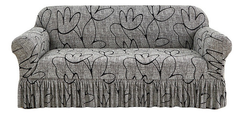 Protector Cubre Sofa Fundas Elástico Lavable Ajustable Gris-loto Vegetariano Lisa Xl-asiento Triple