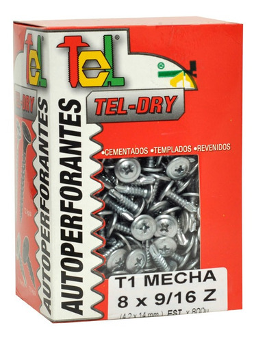 Tornillo Autoperforante T1 Mecha 8x9/16 Z Caja X 800 Uni