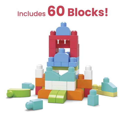 Sacola Com 60 Blocos De Montar Pré-escolar Mega Bloks Mattel